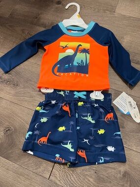 Wave Zone 2 Piece Dino Bathing Suit Size 3-6 Months New